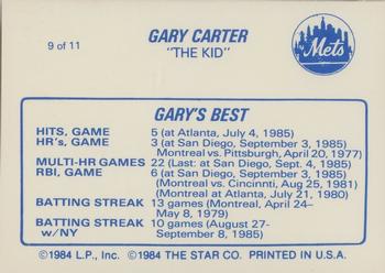 1988 Star Gary Carter #9 Gary Carter Back
