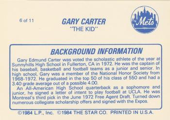 1988 Star Gary Carter - Glossy #6 Gary Carter Back