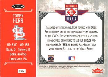 2006 Fleer Greats of the Game - Cardinals Greats #STL-TH Tom Herr Back