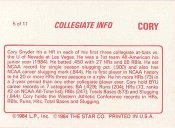 1988 Star Cory Snyder #5 Cory Snyder Back