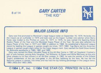 1987 Star Gary Carter - Glossy #8 Gary Carter Back