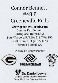 2018 Greeneville Reds #NNO Connor Bennett Back