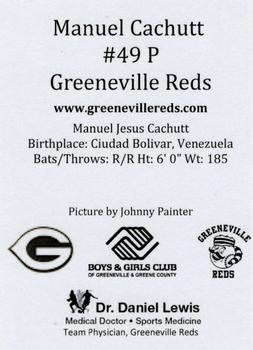 2018 Greeneville Reds #NNO Manuel Cachutt Back