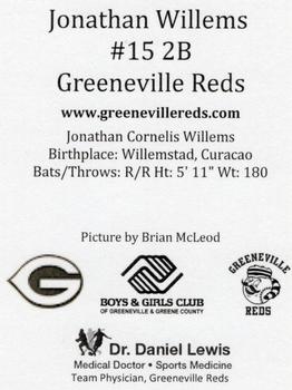 2018 Greeneville Reds #NNO Jonathan Willems Back