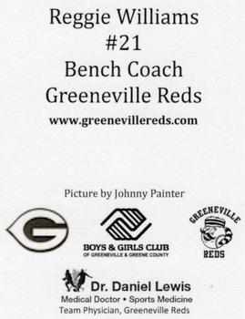 2018 Greeneville Reds #NNO Reggie Williams Back