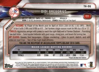 2018 Topps Holiday Bowman #TH-DG Didi Gregorius Back