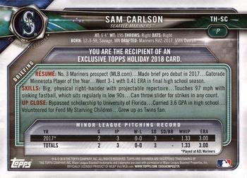 2018 Topps Holiday Bowman #TH-SC Sam Carlson Back