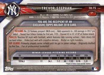 2018 Topps Holiday Bowman #TH-TS Trevor Stephan Back