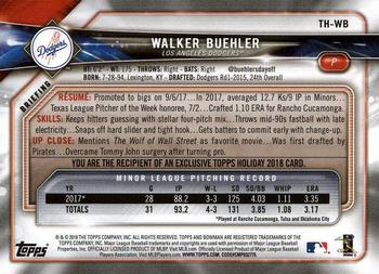 2018 Topps Holiday Bowman #TH-WB Walker Buehler Back