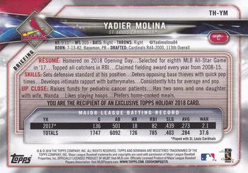 2018 Topps Holiday Bowman #TH-YM Yadier Molina Back