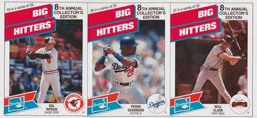 1988 Drake's Big Hitters Super Pitchers - Box Panels #25-27 Cal Ripken Jr. / Pedro Guerrero / Will Clark Front