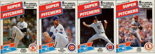 1988 Drake's Big Hitters Super Pitchers - Box Panels #30-33 Roger Clemens / Rick Sutcliffe / Jack Morris / John Tudor Front