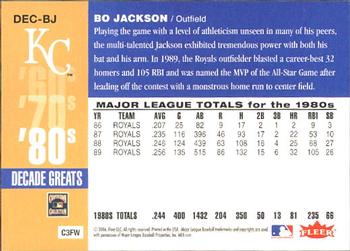 2006 Fleer Greats of the Game - Decade Greats #DEC-BJ Bo Jackson Back