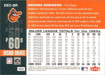 2006 Fleer Greats of the Game - Decade Greats #DEC-BR Brooks Robinson Back