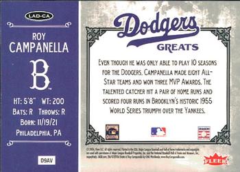 2006 Fleer Greats of the Game - Dodgers Greats #LAD-CA Roy Campanella Back