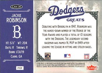 2006 Fleer Greats of the Game - Dodgers Greats #LAD-JR Jackie Robinson Back