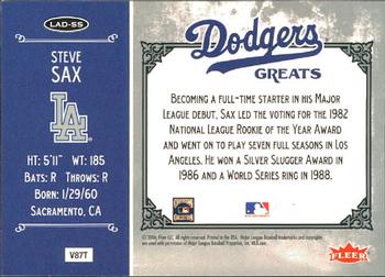 2006 Fleer Greats of the Game - Dodgers Greats #LAD-SS Steve Sax Back