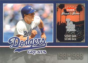 2006 Fleer Greats of the Game - Dodgers Greats #LAD-SS Steve Sax Front