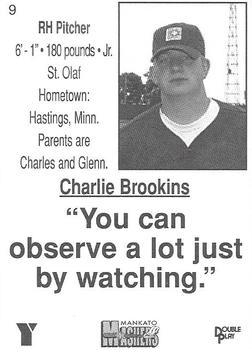 1999 Double Play/YMCA Mankato Mashers #9 Charlie Brookins Back