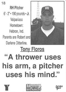 1999 Double Play/YMCA Mankato Mashers #18 Tony Floros Back