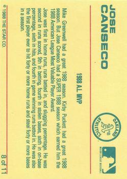 1989 Star Jose Canseco (White Name) #8 Jose Canseco Back