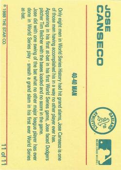 1989 Star Jose Canseco (White Name) #11 Jose Canseco Back