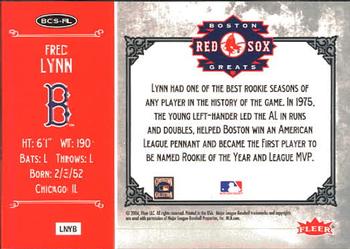 2006 Fleer Greats of the Game - Red Sox Greats #BOS-FL Fred Lynn Back