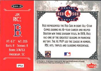 2006 Fleer Greats of the Game - Red Sox Greats #BOS-JR Jim Rice Back