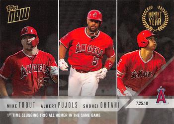 2018 Topps Now Moment of the Year #MOY-6 Mike Trout / Albert Pujols / Shohei Ohtani Front