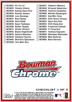 2009 Bowman Chrome - Checklists #3 Checklist 3 Back