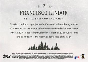2018 Topps Advent Calendar #7 Francisco Lindor Back