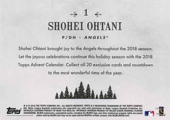 2018 Topps Advent Calendar #1 Shohei Ohtani Back