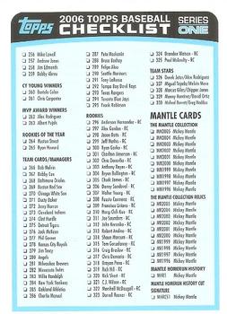2006 Topps - Checklists Blue #2 Checklist Series 1: 256-330 and Inserts Front