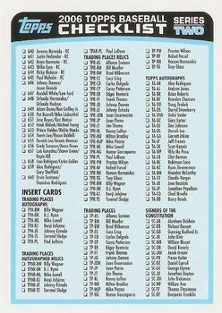 2006 Topps - Checklists Blue #2 Checklist Series 2: 640-660 and Inserts Front