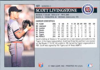 1992 Leaf #127 Scott Livingstone Back