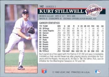 1992 Leaf #142 Kurt Stillwell Back