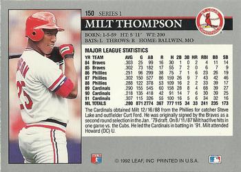 1992 Leaf #150 Milt Thompson Back