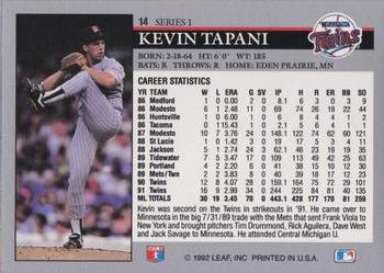 1992 Leaf #14 Kevin Tapani Back