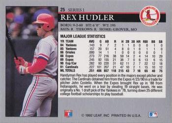 1992 Leaf #25 Rex Hudler Back
