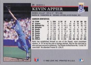 1992 Leaf #31 Kevin Appier Back