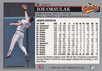 1992 Leaf #36 Joe Orsulak Back