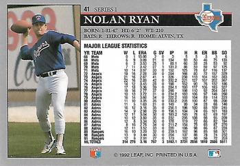 1992 Leaf #41 Nolan Ryan Back