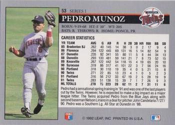 1992 Leaf #53 Pedro Munoz Back