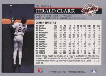 1992 Leaf #55 Jerald Clark Back