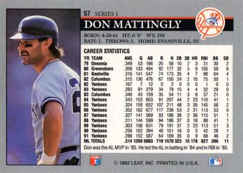 1992 Leaf #57 Don Mattingly Back