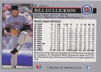 1992 Leaf #61 Bill Gullickson Back