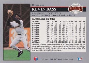 1992 Leaf #76 Kevin Bass Back