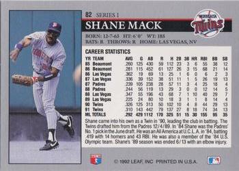 1992 Leaf #82 Shane Mack Back