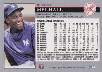 1992 Leaf #88 Mel Hall Back
