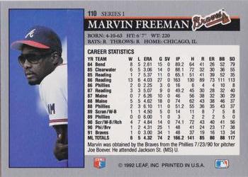 1992 Leaf #110 Marvin Freeman Back